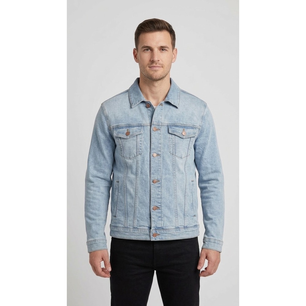 Mugsy Jeans Dean Denim Jacket Light Wash Trucker Mens Large DE1MBL-L